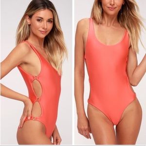 Amuse Society coral Estelle one piece swimsuit NWT